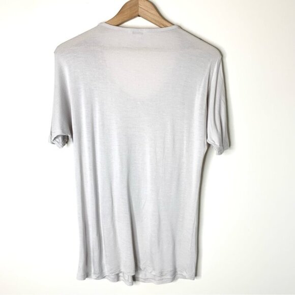 Calvin Klein Women's Embellished Shoulder T-Shirt Short Sleeve Oversized Grey - Picture 13 of 14